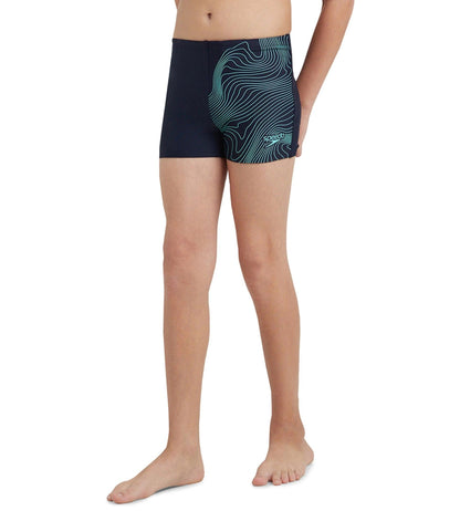 Boy's Endurance10 Tide Print Sports Gala Logo Aquashort - True Navy & Arctic Glass