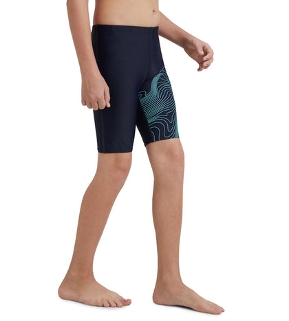 Boy's Endurance10 Tide Print Sports Gala Logo Jammer - True Navy & Arctic Glass