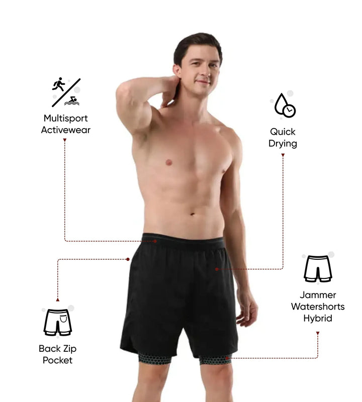 Men's Xpress Lite Multi Sport Watershorts - Black & Greenglow