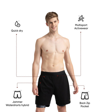 Men's Express Lite Multi Sport Watershorts With Built In Jammer - Black, Anthracite & Grey Lead