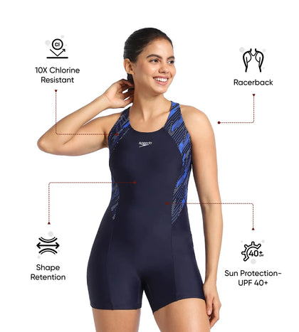 Women's Endurance 10 Hyperboom Splice Legsuit Swimwear - True Navy & True cobalt