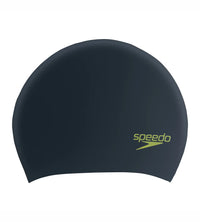 Unisex Junior Long Hair Swim Caps - Black & Green_1