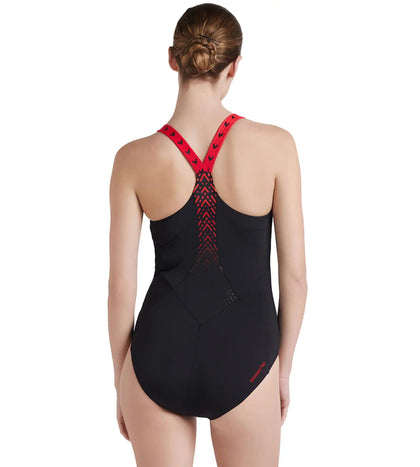 Women's Recycled Endurance+ Hydropro One Piece Swimwear - Black & Fed Red