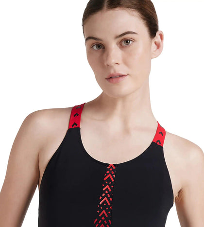 Women's Recycled Endurance+ Hydropro One Piece Swimwear - Black & Fed Red