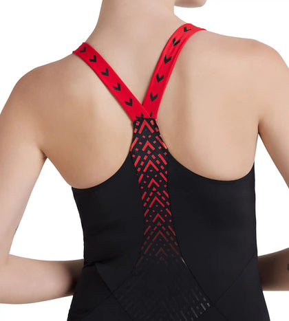 Women's Recycled Endurance+ Hydropro One Piece Swimwear - Black & Fed Red