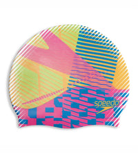 Unisex Adult Digital Printed Swim Cap - White & Blue_2