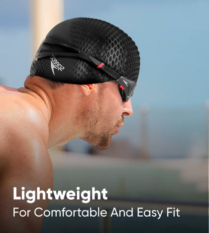 Unisex Bubble Active+ Swim Cap For Men and Women - Black