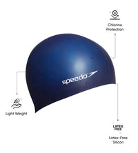 Unisex Flat Silicone Swim Cap For Men and Women - Navy