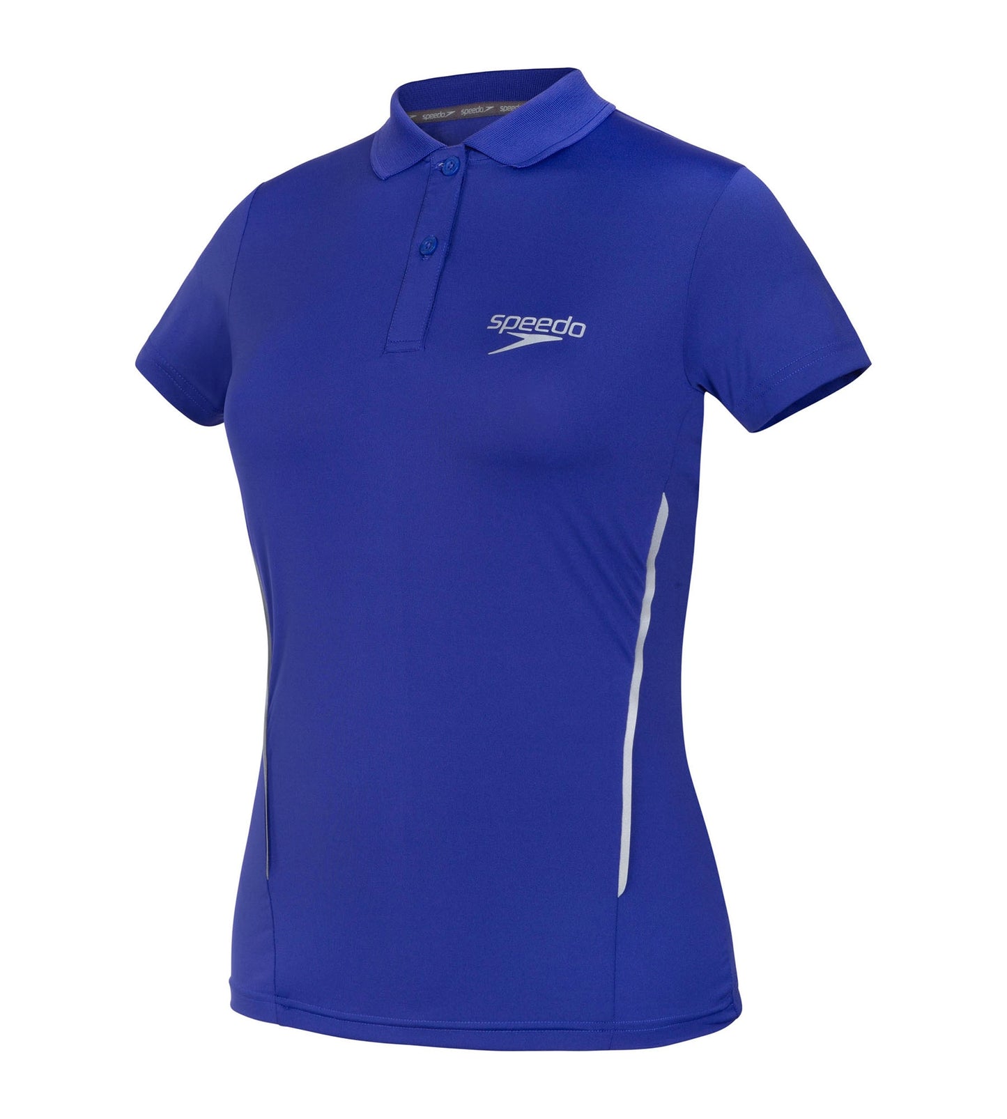 Women's Antimircobial Polyester Elastane Quick Dry Polo T-Shirt - Ultramarine & Silver