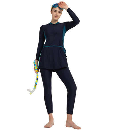 Women's Endurance10 Two Piece Closedback Full Body Suit - True Navy, Dark Teal & Arctic Glass