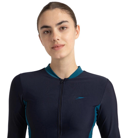 Women's Endurance10 Two Piece Closedback Full Body Suit - True Navy, Dark Teal & Arctic Glass