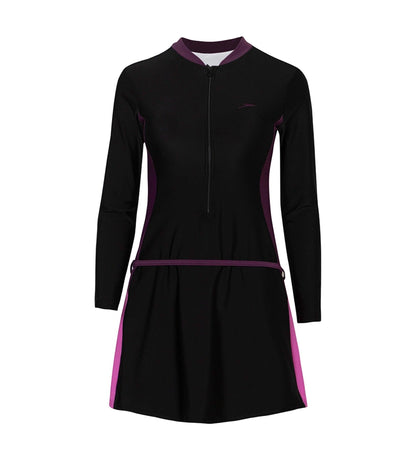 Women's Endurance10 Two Piece Closedback Full Body Suit - Black, Plum Dandy & Neon Violet