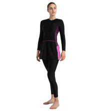 Women's Endurance10 Two Piece Closedback Full Body Suit - Black, Plum Dandy & Neon Violet