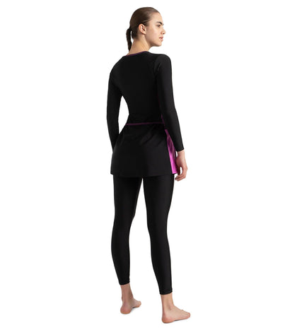 Women's Endurance10 Two Piece Closedback Full Body Suit - Black, Plum Dandy & Neon Violet