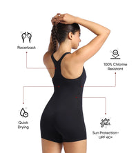 Women's Endurance+ Myrtle Racerback Legsuit Swimwear - Black & Fandango Pink