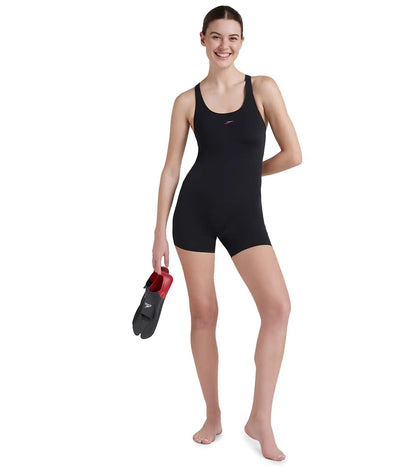 Women's Endurance+ Myrtle Racerback Legsuit Swimwear - Black & Fandango Pink