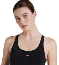 Women's Endurance+ Myrtle Racerback Legsuit Swimwear - Black & Fandango Pink