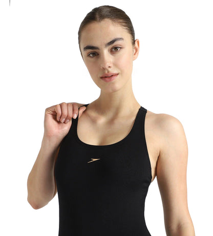 Women's Endurance+ Myrtle Racerback Legsuit - Black & Rose Gold