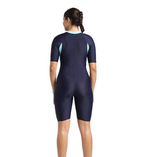 Women's Endurance Essential Panel Kneesuit Swimwear  - True Navy  &  Marine Blue_4