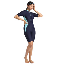 Women's Endurance Essential Panel Kneesuit Swimwear  - True Navy  &  Marine Blue_3