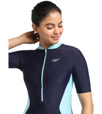 Women's Endurance Essential Panel Kneesuit Swimwear  - True Navy  &  Marine Blue_5