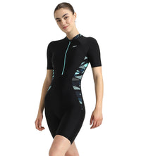 Women's Endurance10 Essential Splice Print Closedback Kneesuit - Black, Dark Teal & Arctic Glass