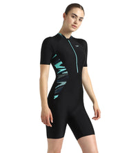 Women's Endurance10 Essential Splice Print Closedback Kneesuit - Black, Dark Teal & Arctic Glass