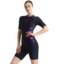 Women's Endurance10 Essential Splice Print Closedback Kneesuit - True Navy, Hapuna Blue & Diva