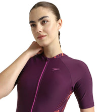 Women's Enduraflex Essential Splice Print Closedback Kneesuit - Plum Dandy, Coral Sands & Neon Violet