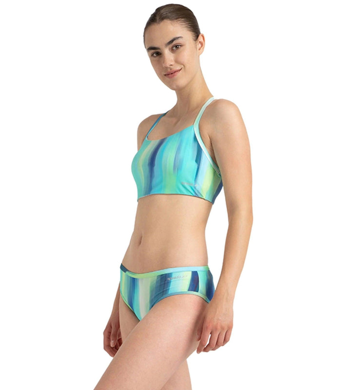 Women's Endurance10 Printed Racerback Bikini Set - Navy, Chroma Blue & Flash