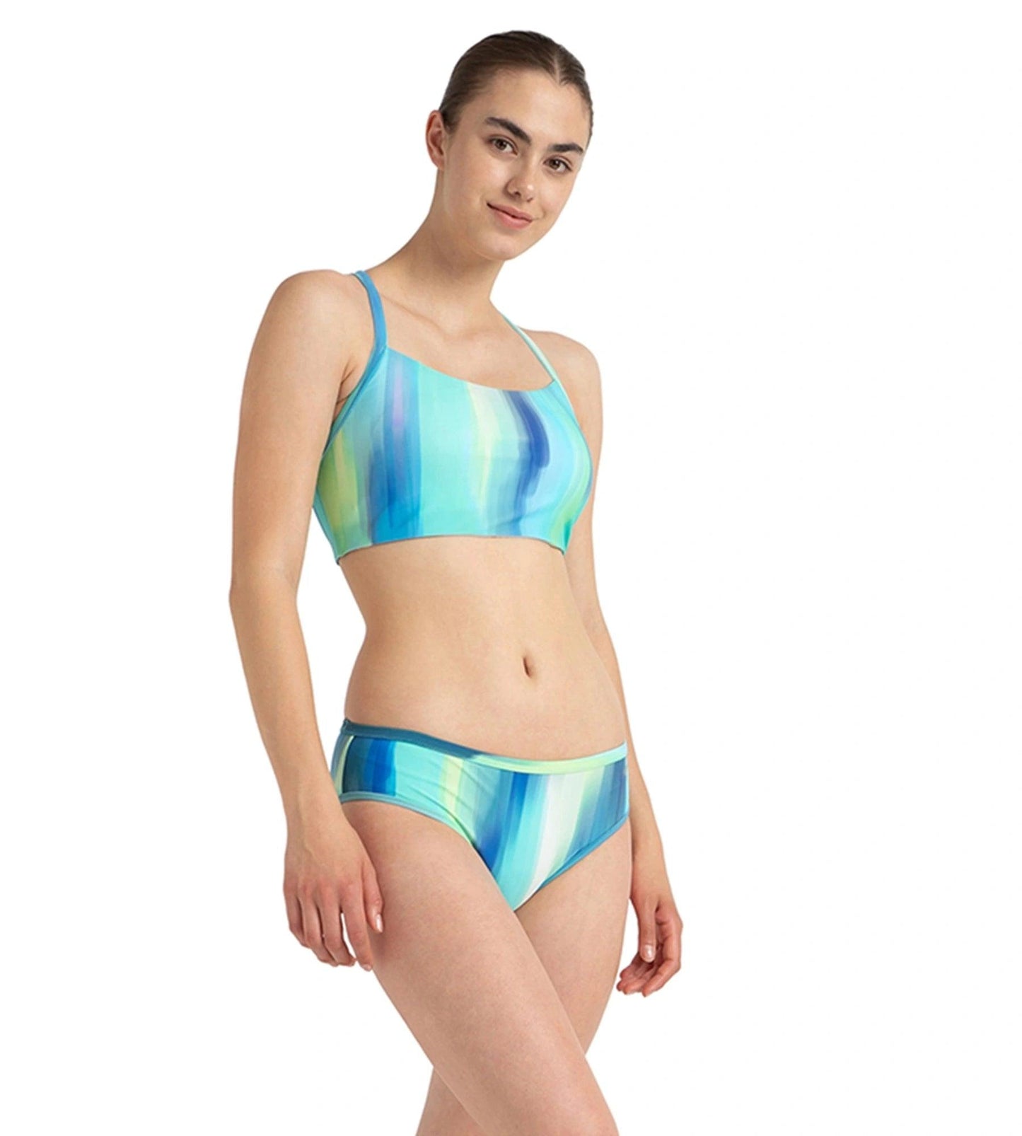 Women's Endurance10 Printed Racerback Bikini Set - Navy, Chroma Blue & Flash