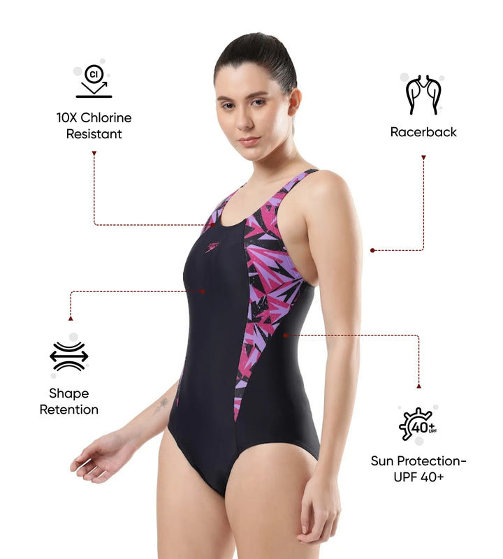 Women's Endurance 10 Hyperboom Splice Racerback One Piece Swimwear - True Navy & Berry