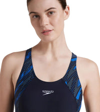 Women's Endurance 10 Hyperboom Splice Racerback One Piece Swimwear - True Navy & True Cobalt