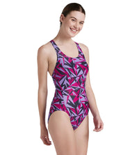 Women's Endurance 10 Hyperboom Printed Racerback One Piece Swimwear - True Navy & Berry