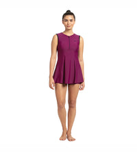 Women's Endurance Closedback Swimdress With Boyleg - Deep Plum & Black_6