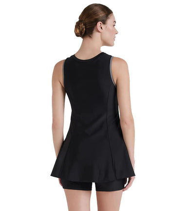 Women's Endurance 10 Closed Back Swimdress With Boyleg - Black & Dapple Grey