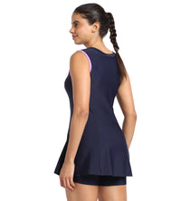 Women's Endurance Closedback Swimdress With Boyleg - True Navy  &  Sweet Purple_4