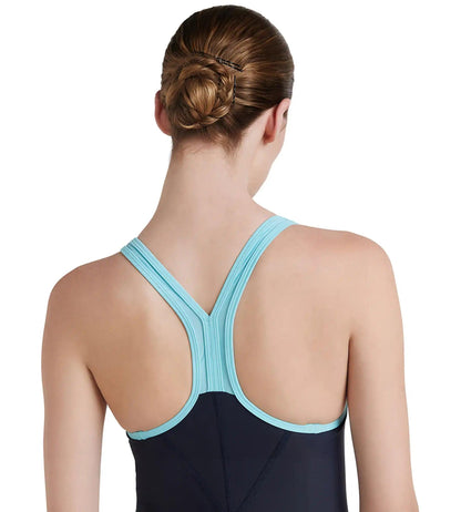 Women's Endurance 10 Essential Panel Racerback Legsuit Swimwear - True Navy & Marine Blue