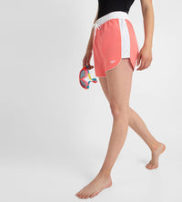 Women's 4 Way Comfort Stretch Leisure Watershorts With Side Pockets - Coral Sands & White