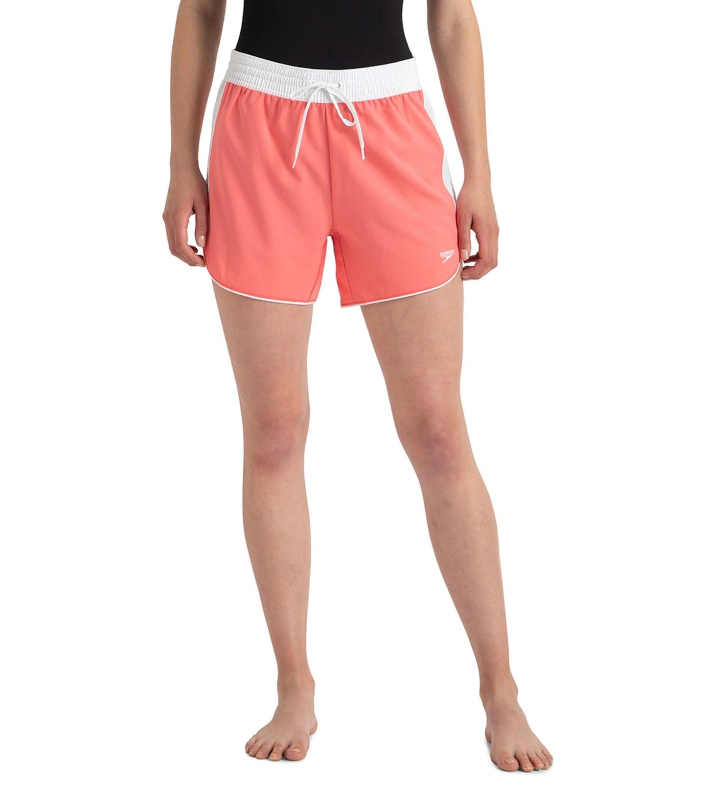 Women's 4 Way Comfort Stretch Leisure Watershorts With Side Pockets - Coral Sands & White