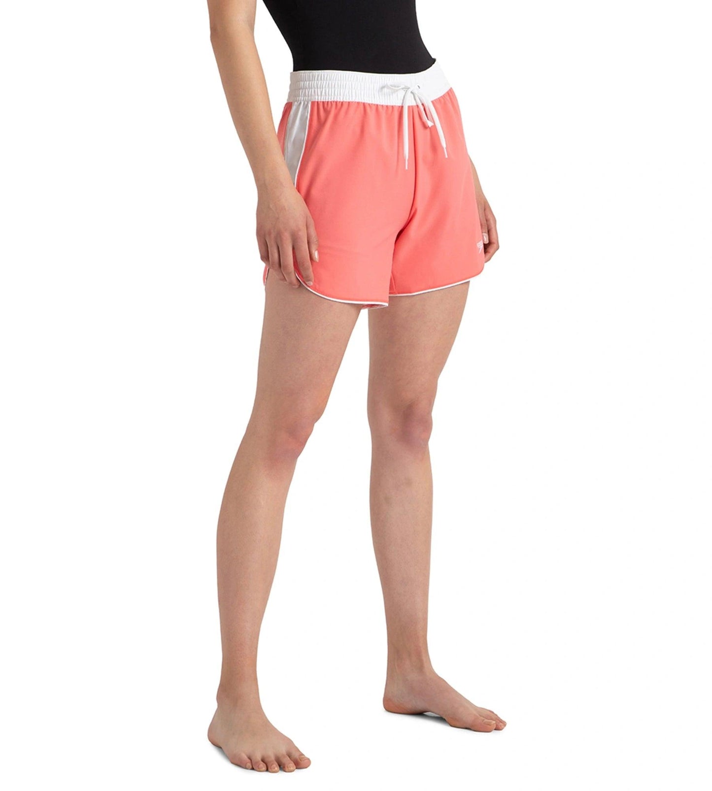 Women's 4 Way Comfort Stretch Leisure Watershorts With Side Pockets - Coral Sands & White