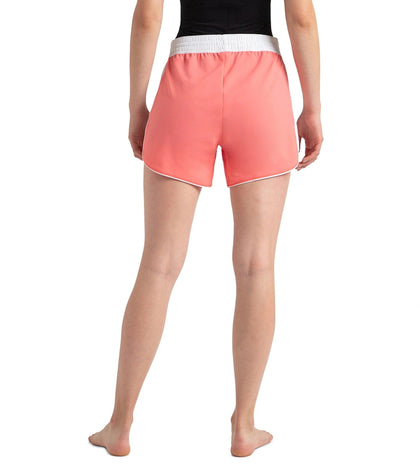 Women's 4 Way Comfort Stretch Leisure Watershorts With Side Pockets - Coral Sands & White