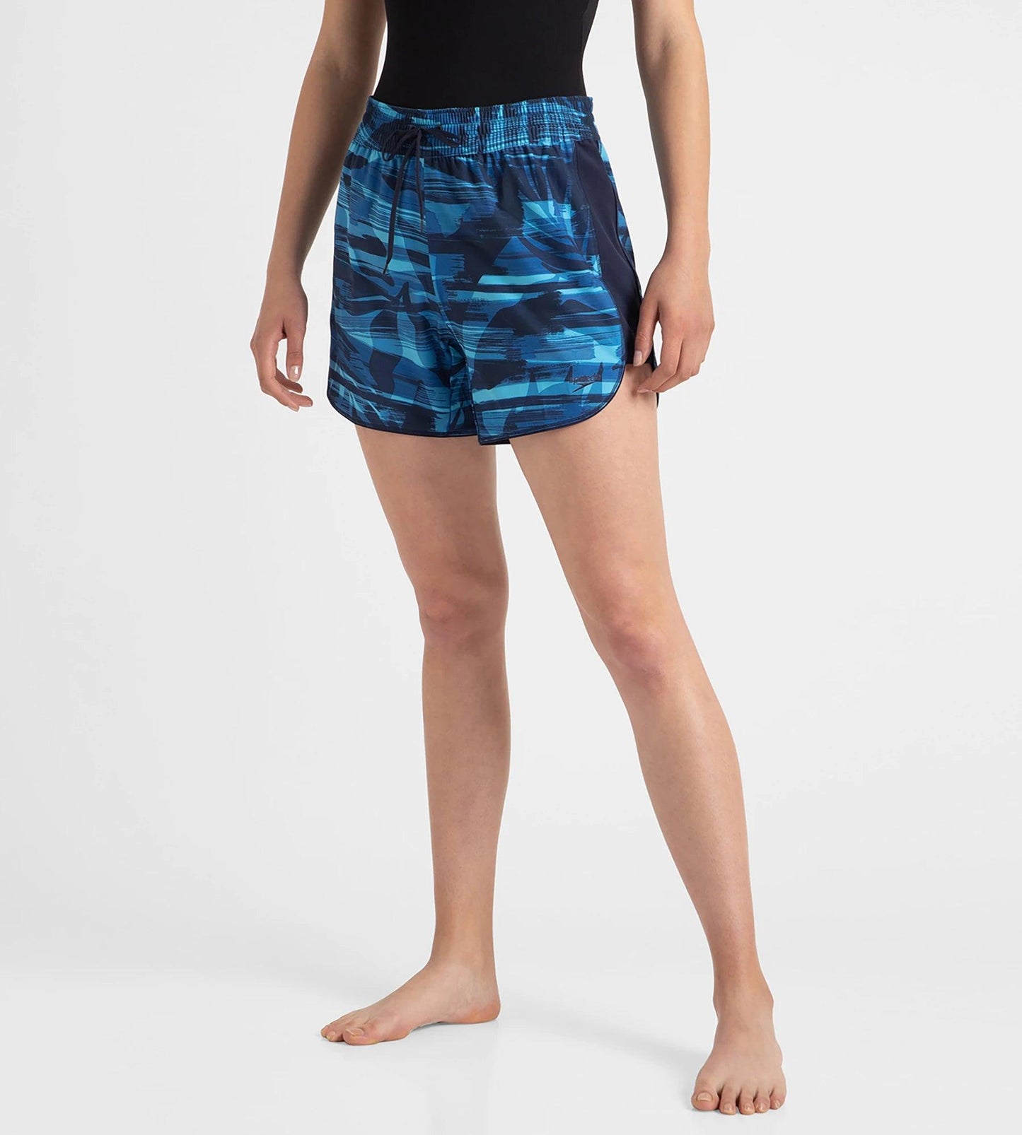 Women's 4 Way Flex Essential Printed Watershorts With Side Pockets - Peacoat, Cerulean Blue & Picton Blue