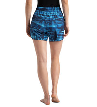 Women's 4 Way Flex Essential Printed Watershorts With Side Pockets - Peacoat, Cerulean Blue & Picton Blue