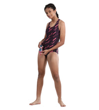 Girl's Endurance Hyper Boom Allover Racerback Swimwear - Truenavy & Electricpink_5