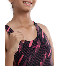 Girl's Endurance Hyper Boom Allover Racerback Swimwear - Truenavy & Electricpink_7