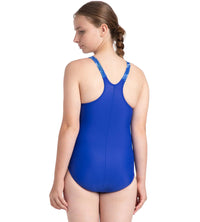 Girl's Recycled Endurance 10 Hyperboom Splice Racerback One Piece V-Cut Swimsuit - True Cobalt & Curious Blue