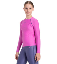 Girl's Endura Brite Long Sleeve Suntop - Neon Violet & Hapuna Blue