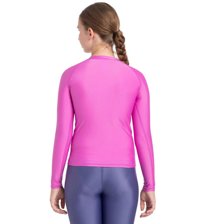 Girl's Endura Brite Long Sleeve Suntop - Neon Violet & Hapuna Blue