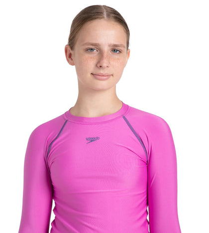 Girl's Endura Brite Long Sleeve Suntop - Neon Violet & Hapuna Blue